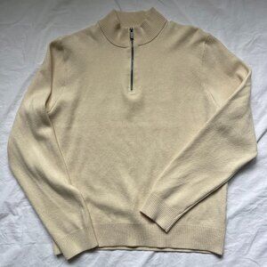 Tahari cream sweater women's size xl w/ 1/4 zip collar, poly blend, cream